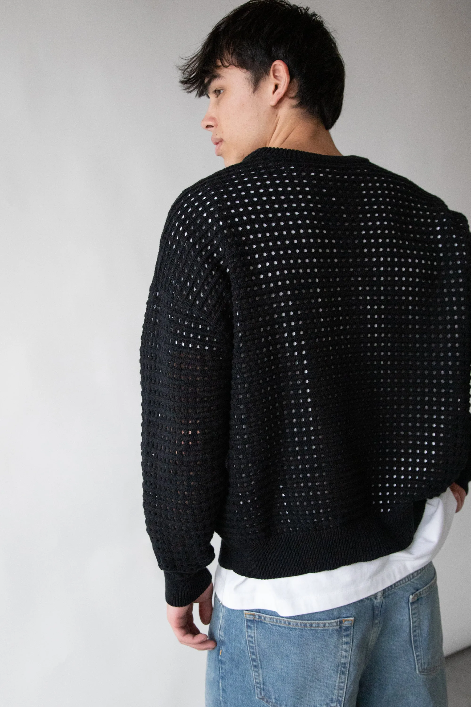 CREWNECK OPEN KNIT SWEATER