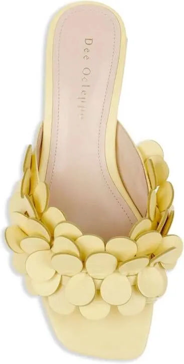 Dee Ocleppo Japan 3D-appliqué leather mules Yellow