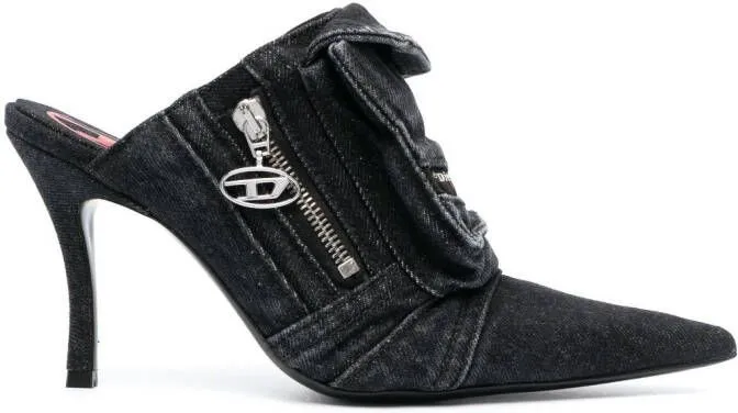 Diesel D-Venus Pocket 100mm denim mules Black