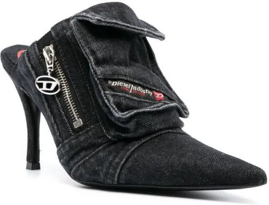 Diesel D-Venus Pocket 100mm denim mules Black