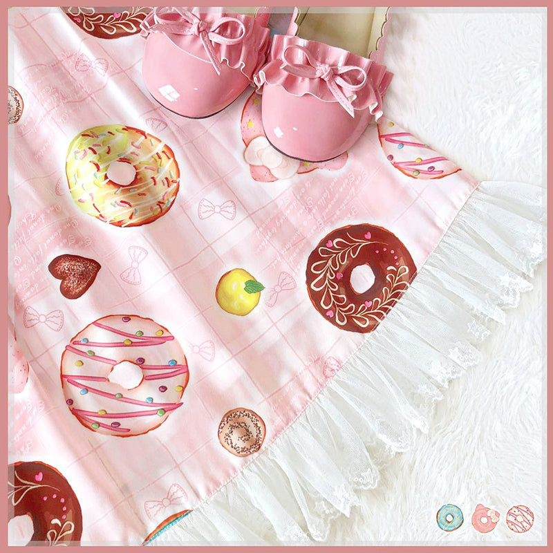 Donuts Daily One piece dress puff mesh sleeves