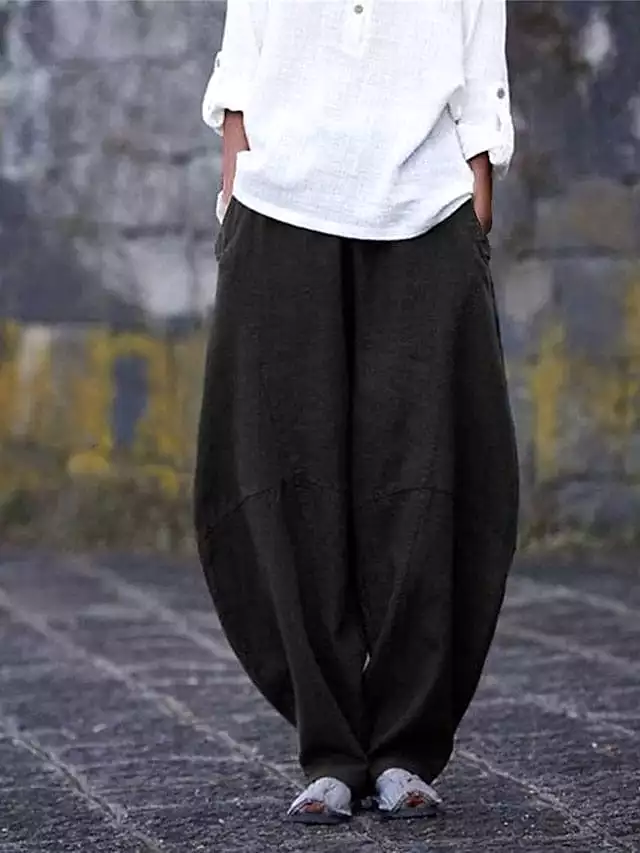 Elegant Black Wide Leg Chinos Pants for Women