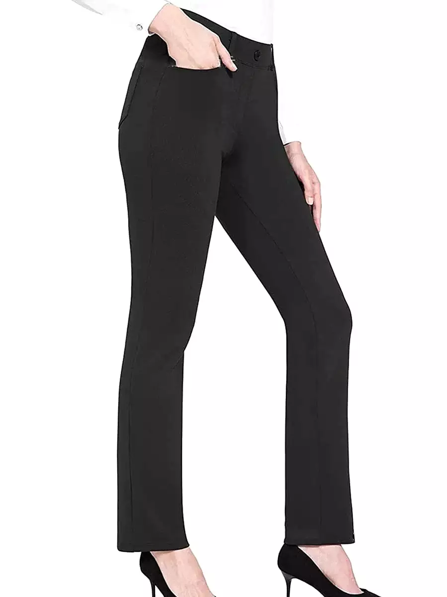 Elegant High Waist Cotton Blend Work Pants for Women