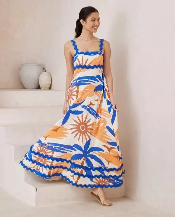 Ella Ric Rac Maxi Dress - Cosmic Sunset