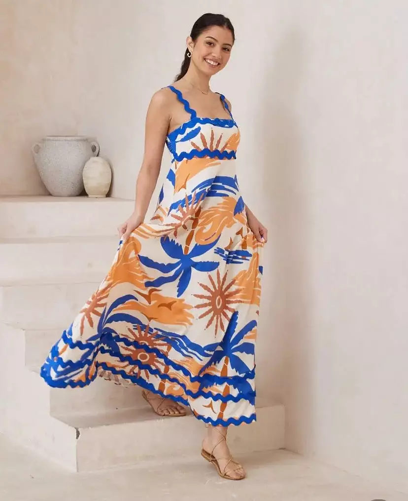 Ella Ric Rac Maxi Dress - Cosmic Sunset