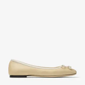 Elme Flat Natural/Latte Raffia and Leather Flats