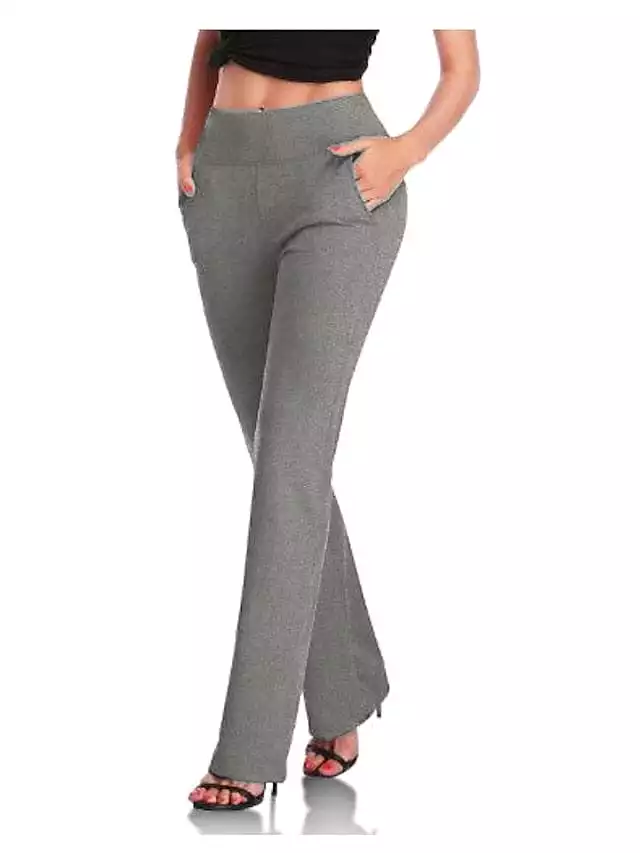 Everyday Women's Straight Leg Stretchy Pants in Black and Wine - S M