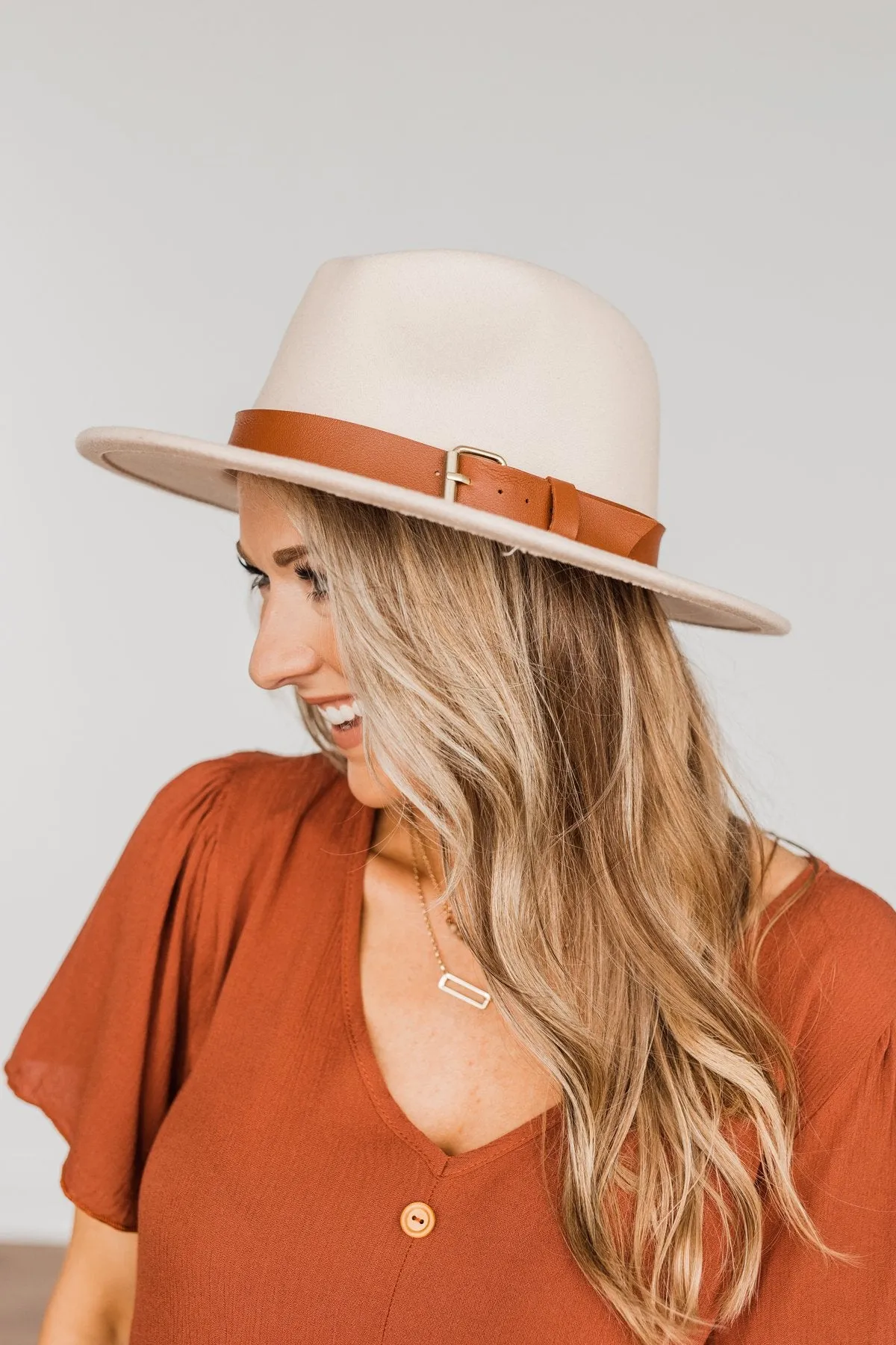 Fashion Forward Felt Panama Hat- Nude