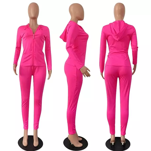 Fashion Hooded Two Piece Set Pants Suit Sportwear Tracksuit Women Outfits