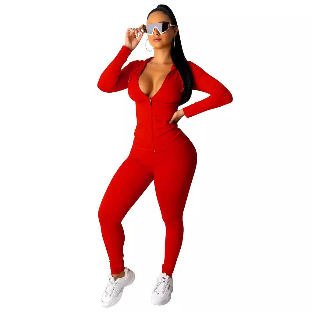 Fashion Hooded Two Piece Set Pants Suit Sportwear Tracksuit Women Outfits