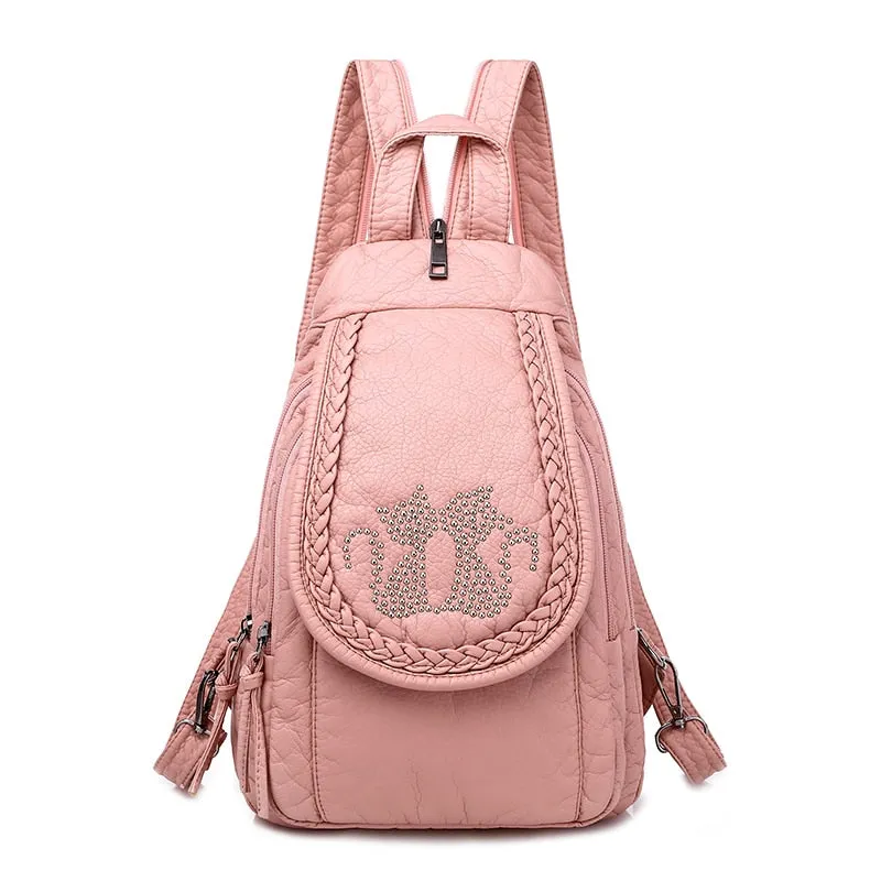 Fashion Ladies Embroidery Small Backpack High Quality Soft