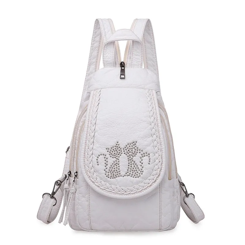 Fashion Ladies Embroidery Small Backpack High Quality Soft