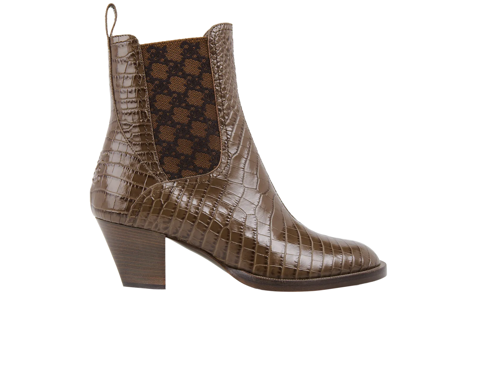 Fendi Croc Embossed Ankle Boots