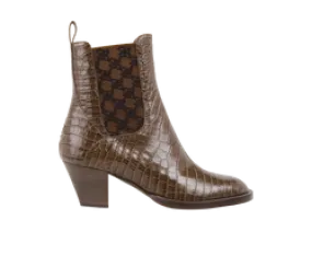 Fendi Croc Embossed Ankle Boots