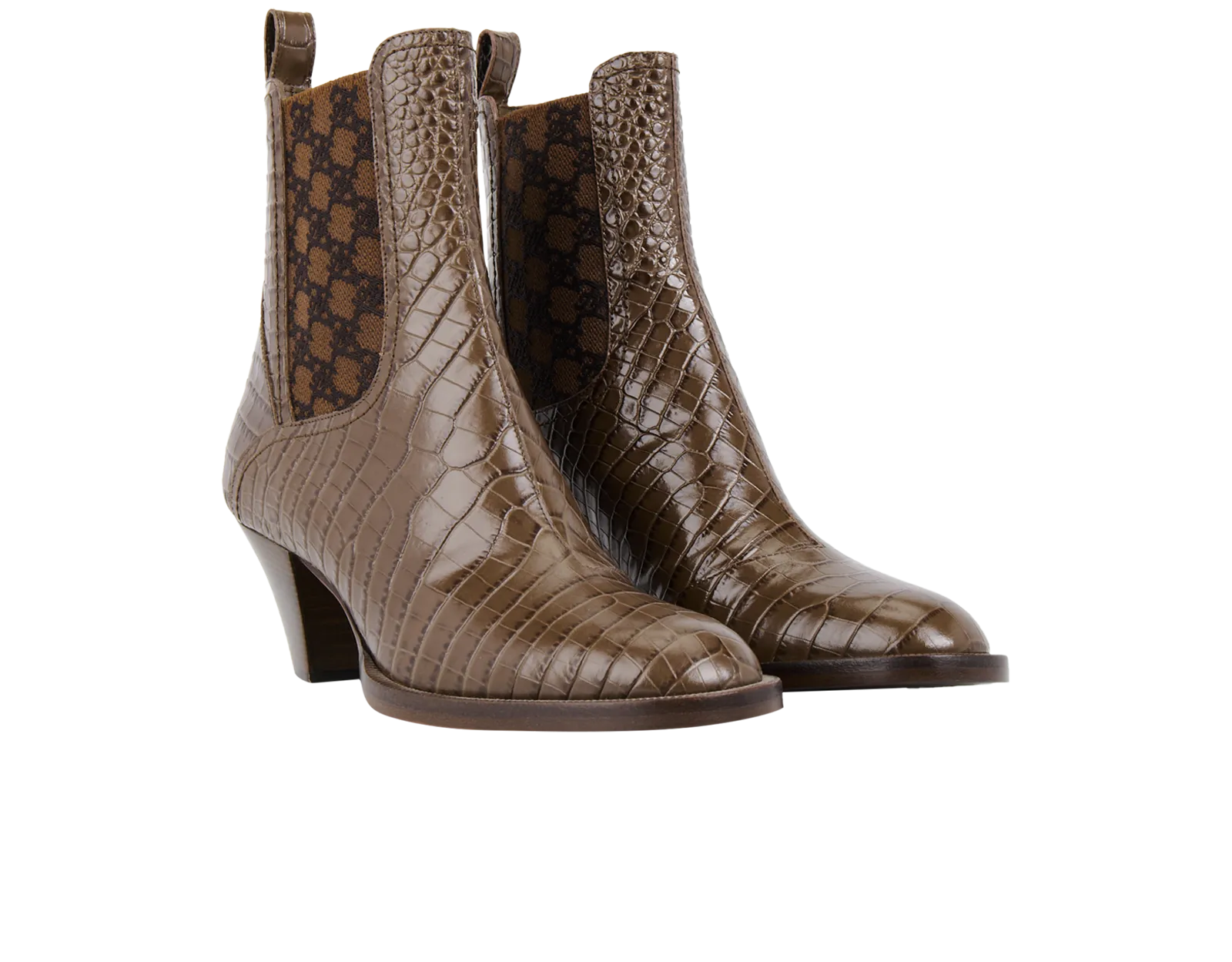 Fendi Croc Embossed Ankle Boots