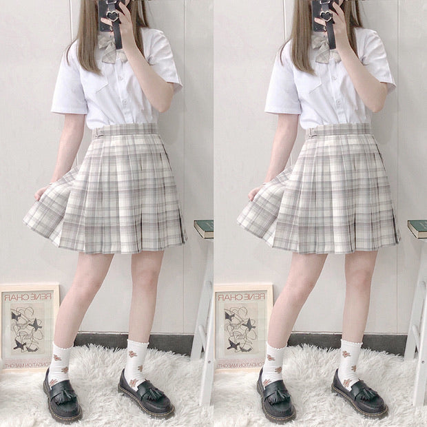 fine snow skirt plaid pleated jk skirt