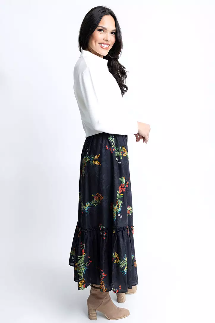 Floral Poplin Maxi Skirt