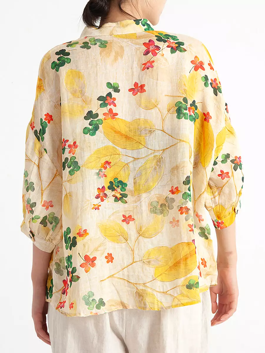 Floral Vintage Women Summer Loose Shirt