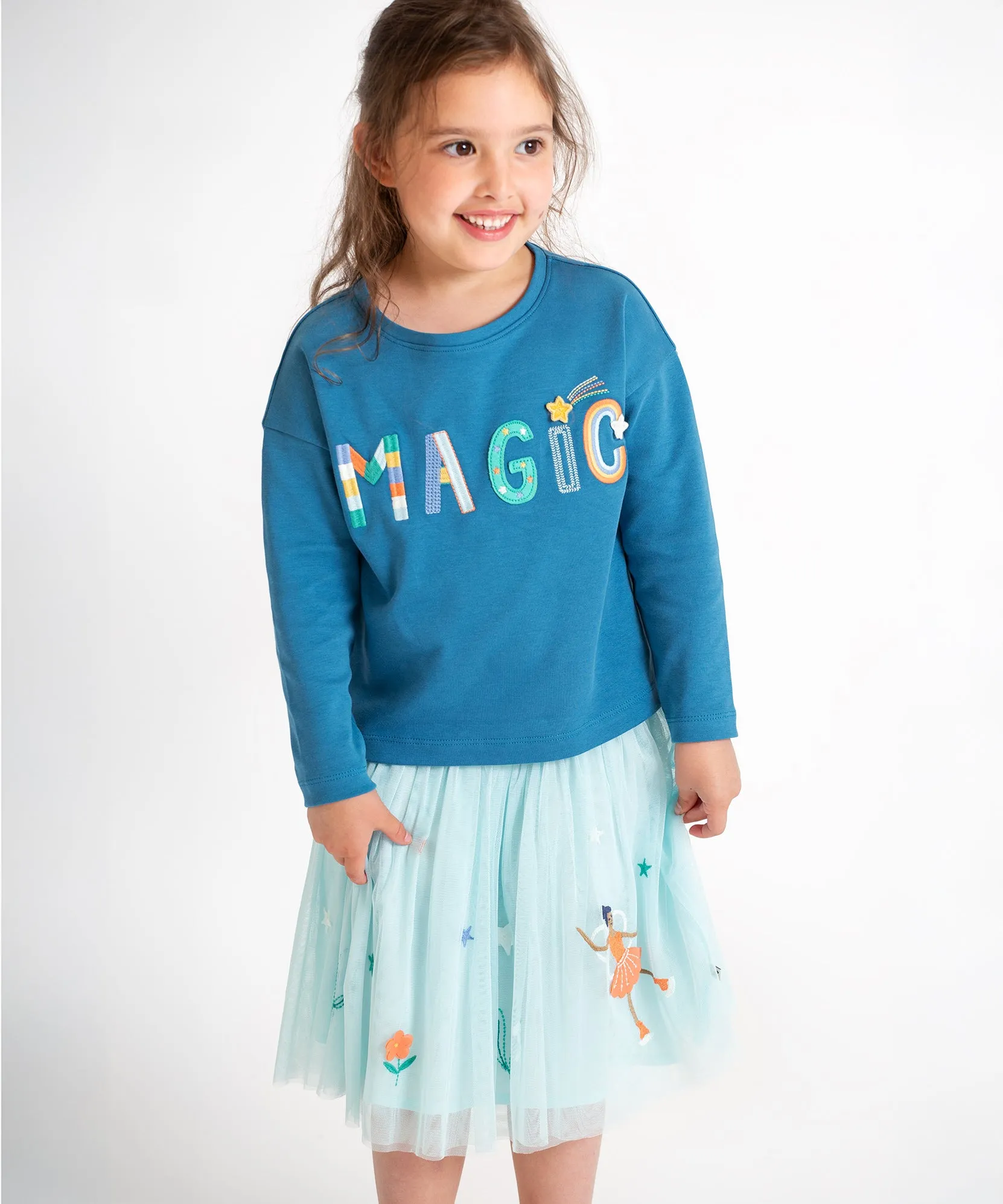 Frugi Scarlet Twirly Skirt - Glacier/Fairy