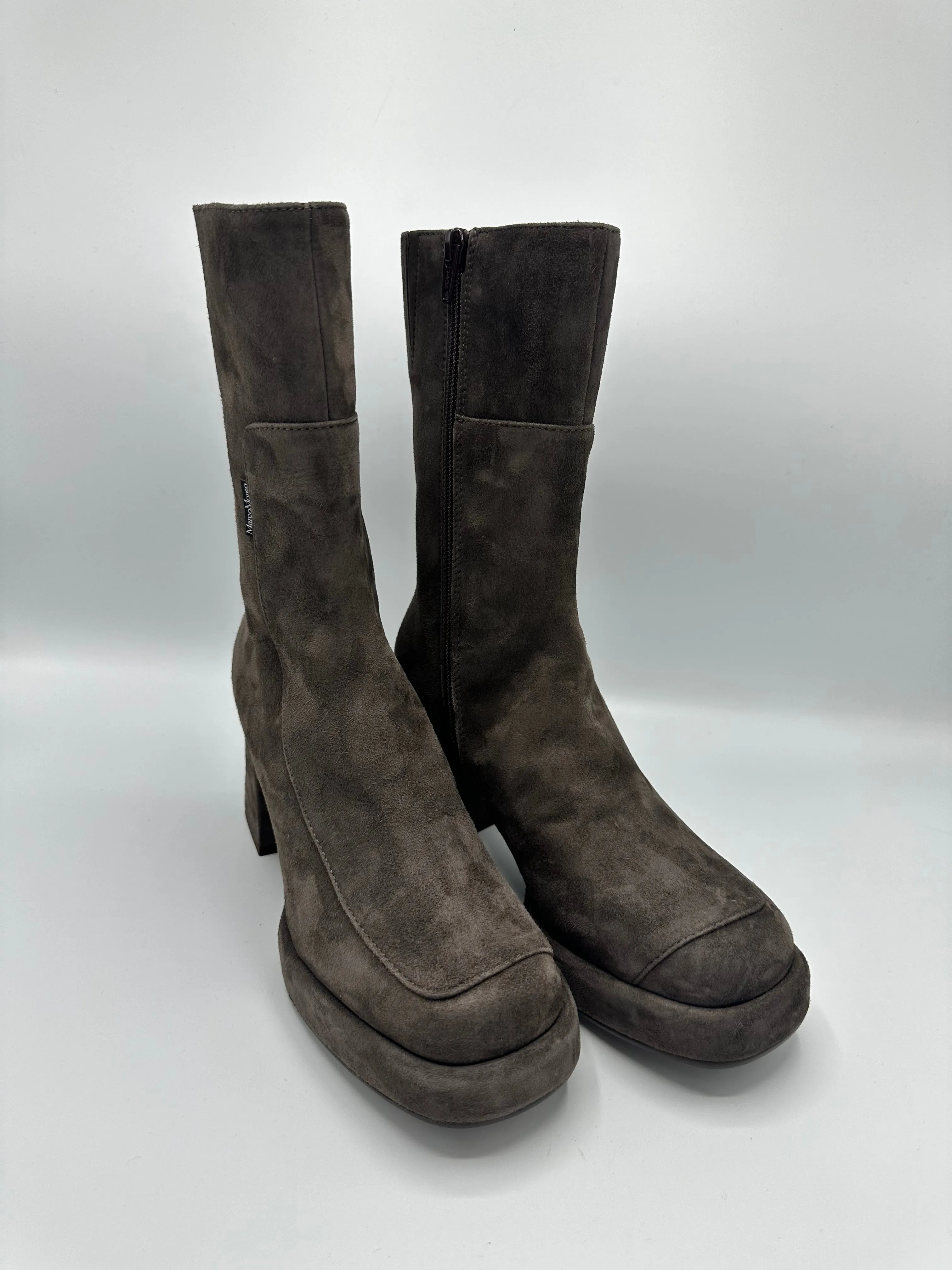 GENEVA BLOCK HEEL MID BOOT TAUPE -  MARCO MOREO