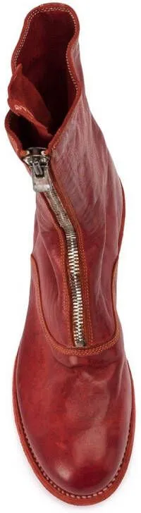 Guidi zipped ankle boots Red