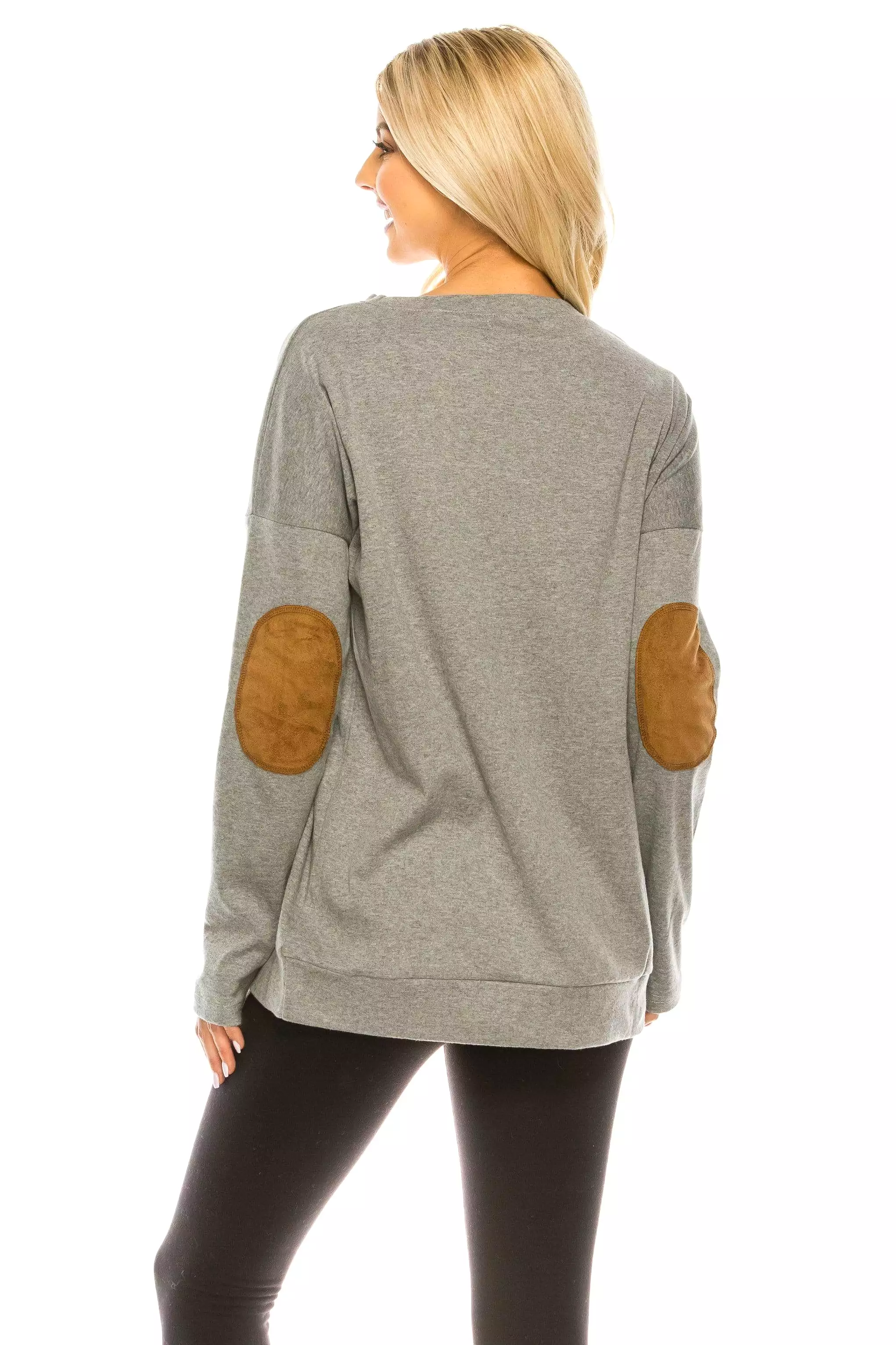 Haute Edition Women's Thanksgiving Tunic Elbow Patch Graphic Tees