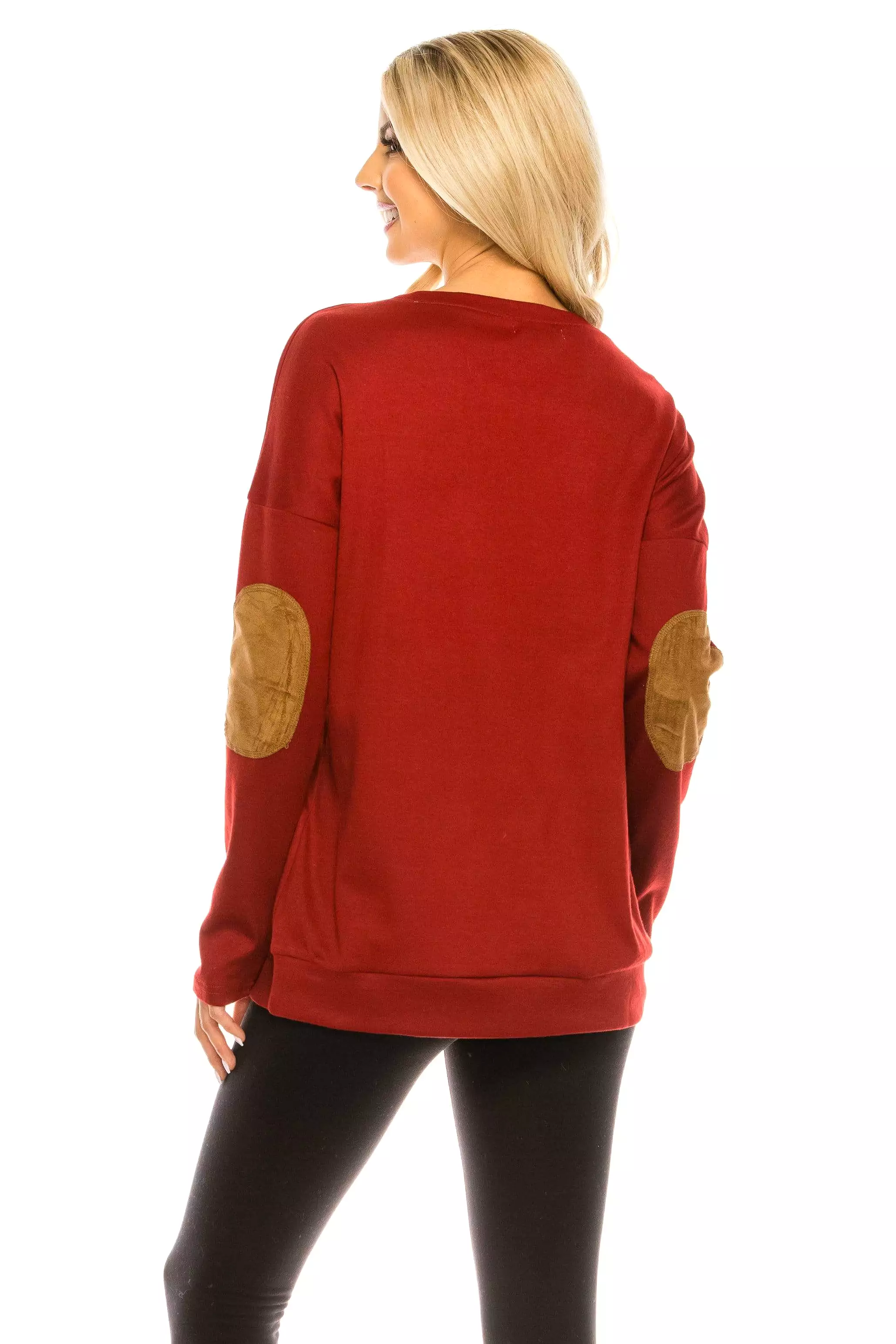 Haute Edition Women's Thanksgiving Tunic Elbow Patch Graphic Tees