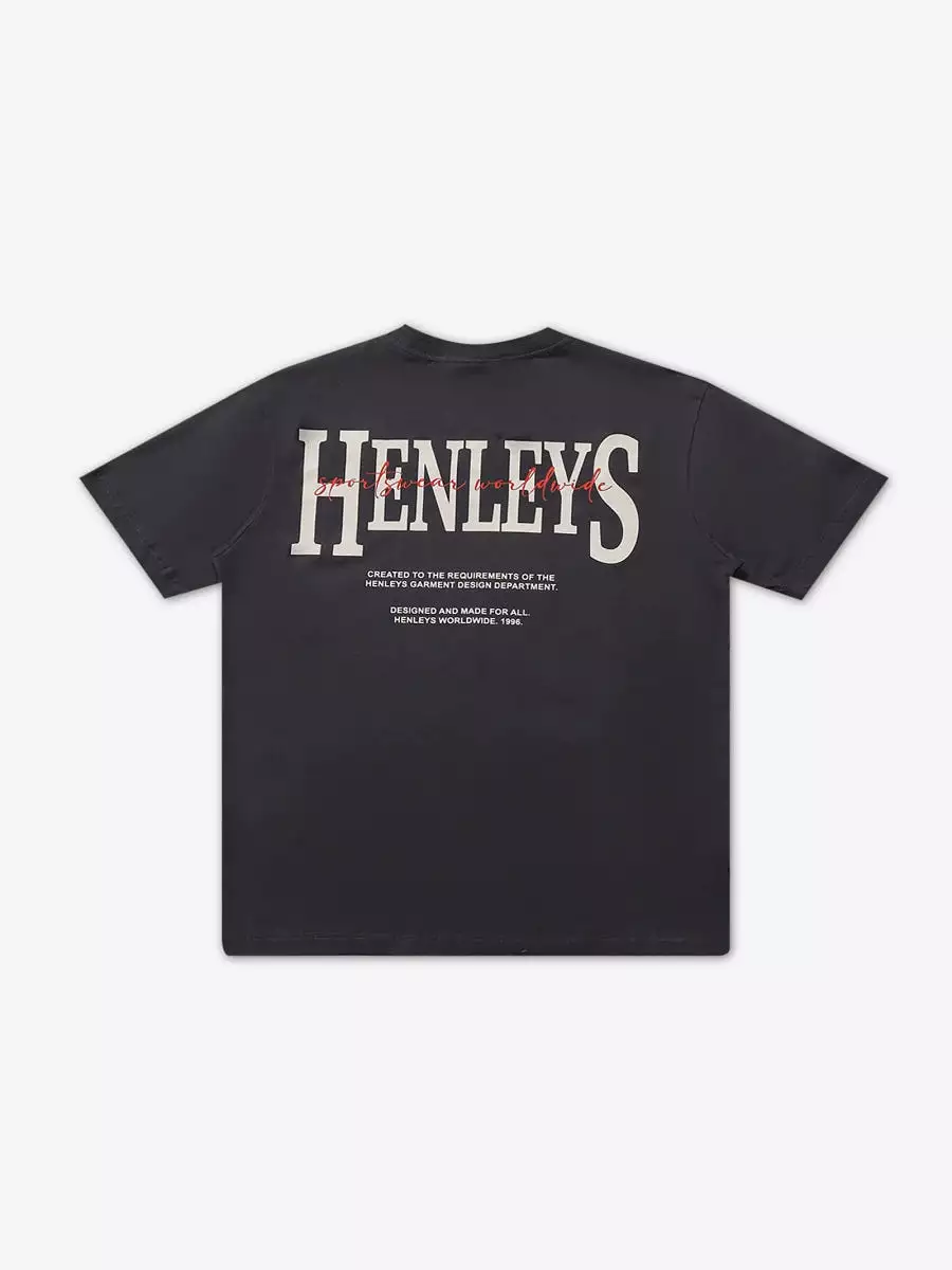 HENLEYS MEN'S PANORAMIC BLACK TEE