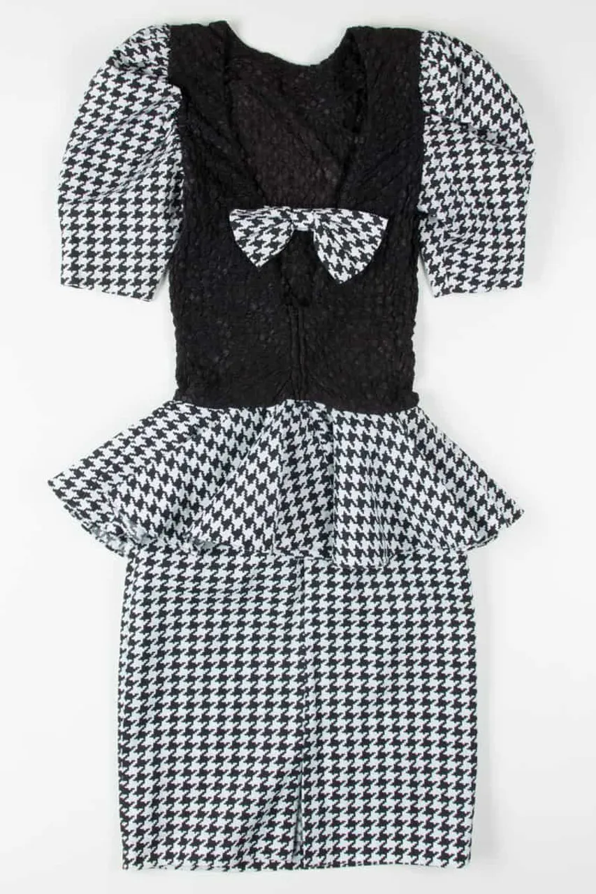 Houndstooth Drop Waist Vintage Dress