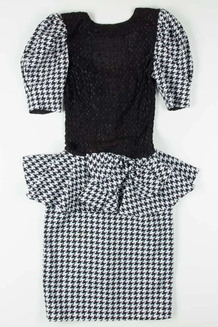 Houndstooth Drop Waist Vintage Dress