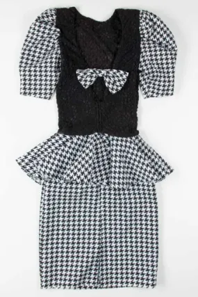 Houndstooth Drop Waist Vintage Dress