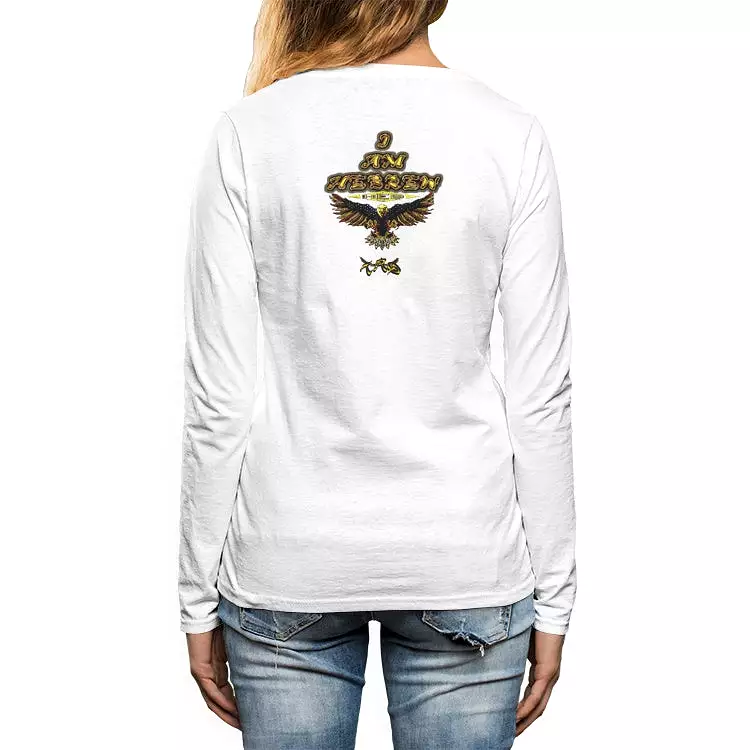 I AM HEBREW 02 Ladies Designer Crewneck Long Sleeve Cotton T-shirt