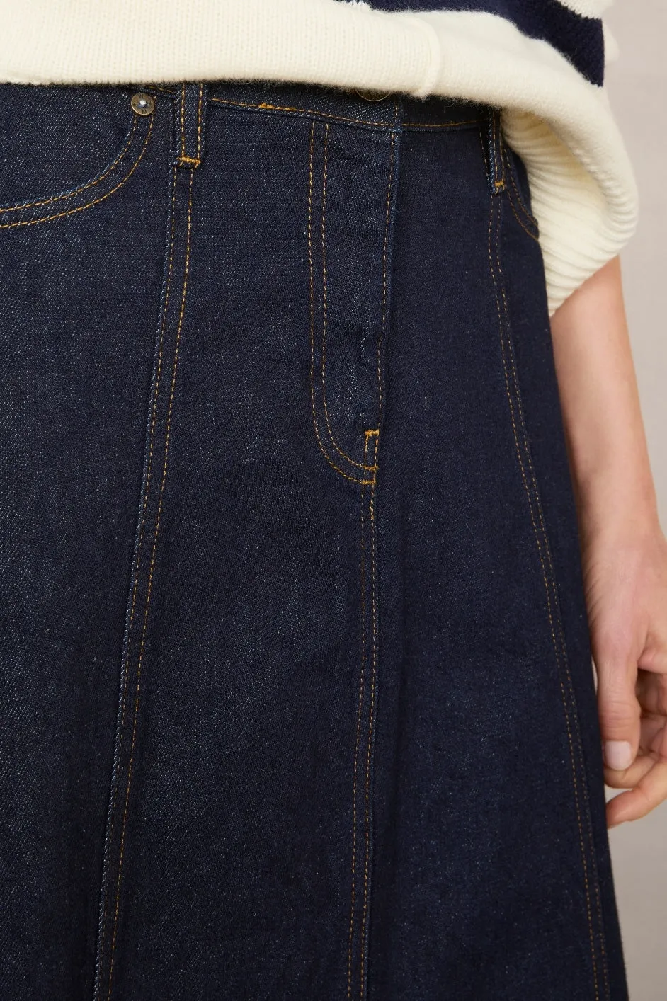 Iris Denim Skirt - Dark Indigo Denim