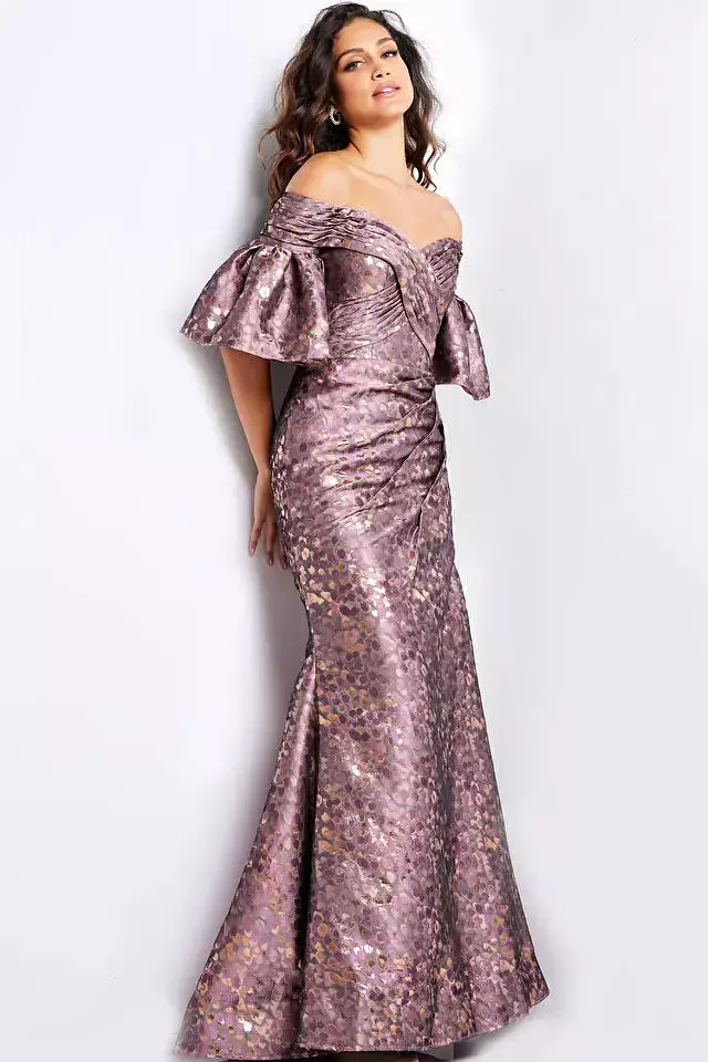 Jovani 26258 Jacquard Off Shoulder Gown