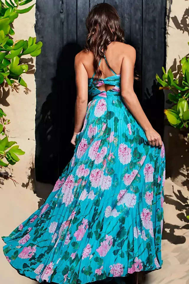 Jovani Style 38638 Floral Pleated Gown