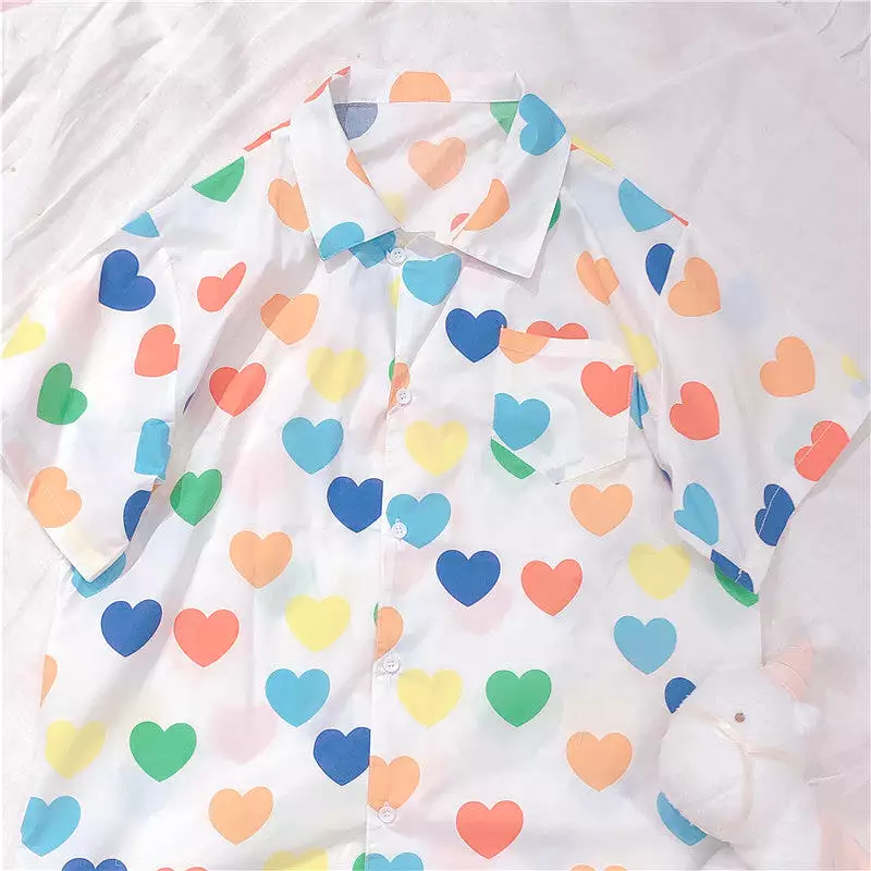 Kawaii Heart All Over Blouse AD12102