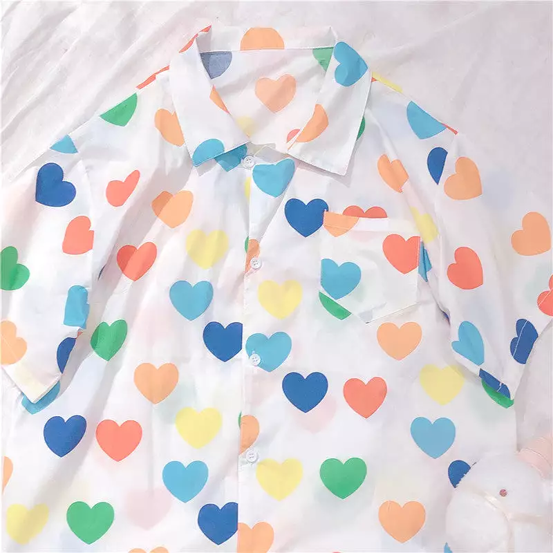 Kawaii Heart All Over Blouse AD12102