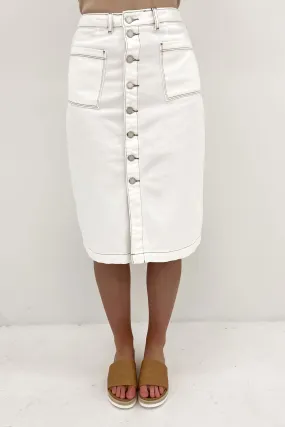 Kaydyn Denim Midi Skirt White