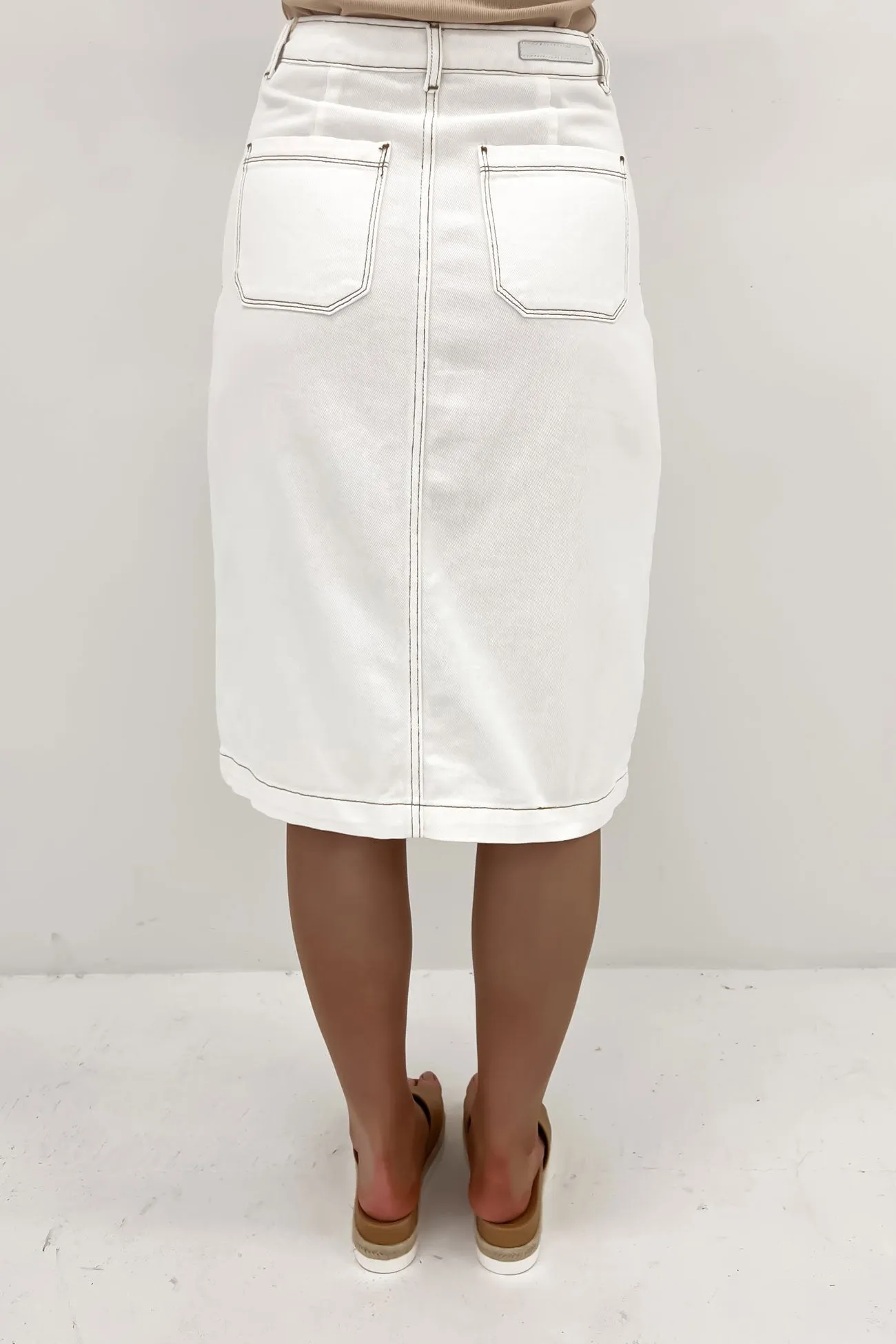 Kaydyn Denim Midi Skirt White