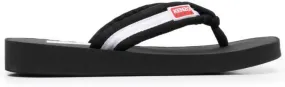 Kenzo logo-patch striped flip flops Black