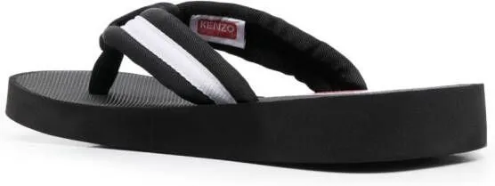 Kenzo logo-patch striped flip flops Black