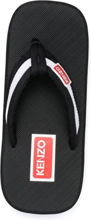 Kenzo logo-patch striped flip flops Black