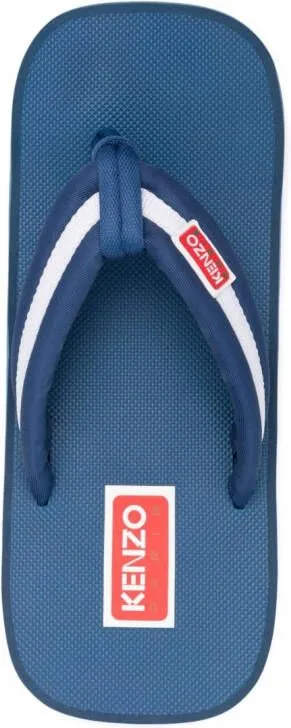 Kenzo logo-patch striped flip flops Blue