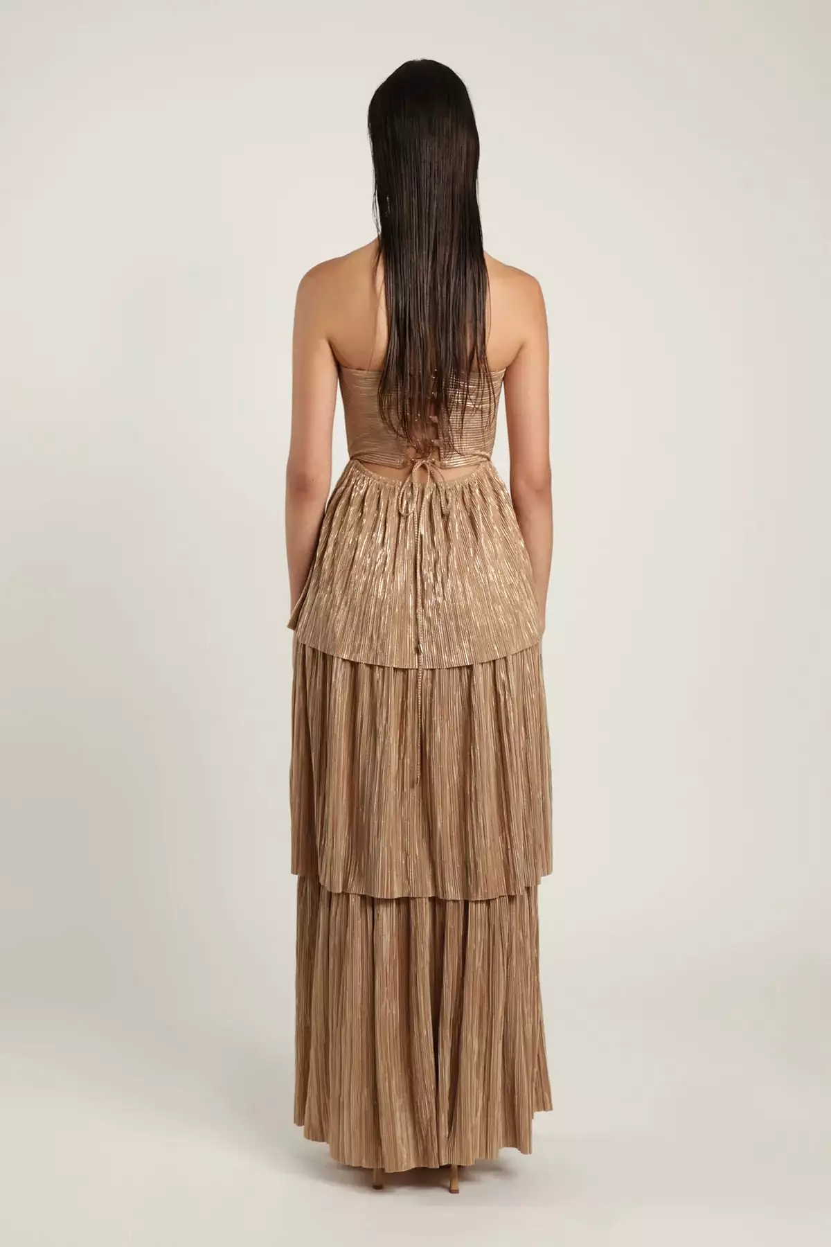 Kyra Metallic Tiered Maxi Dress