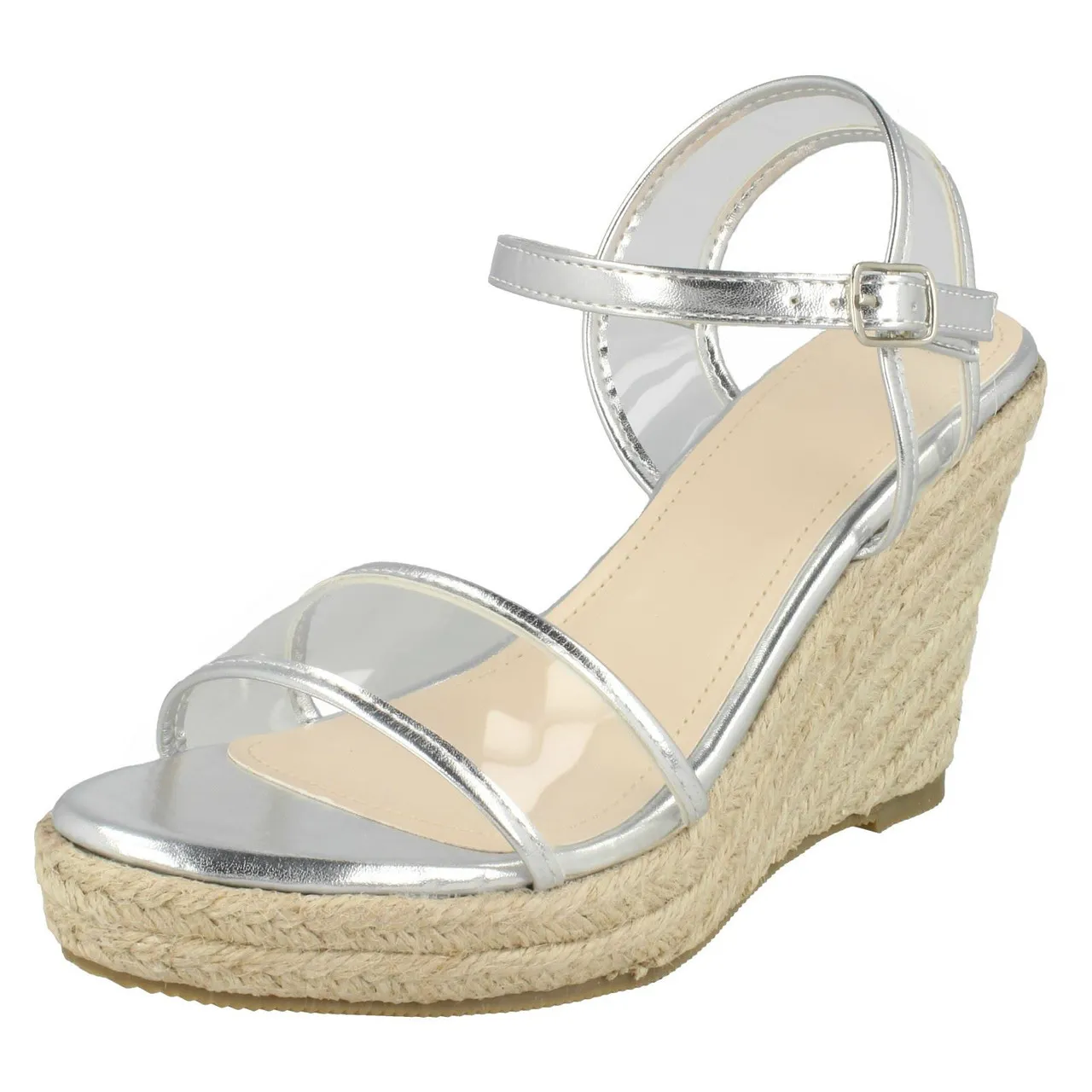 Ladies Savannah Transparent Strap Wedges F10894