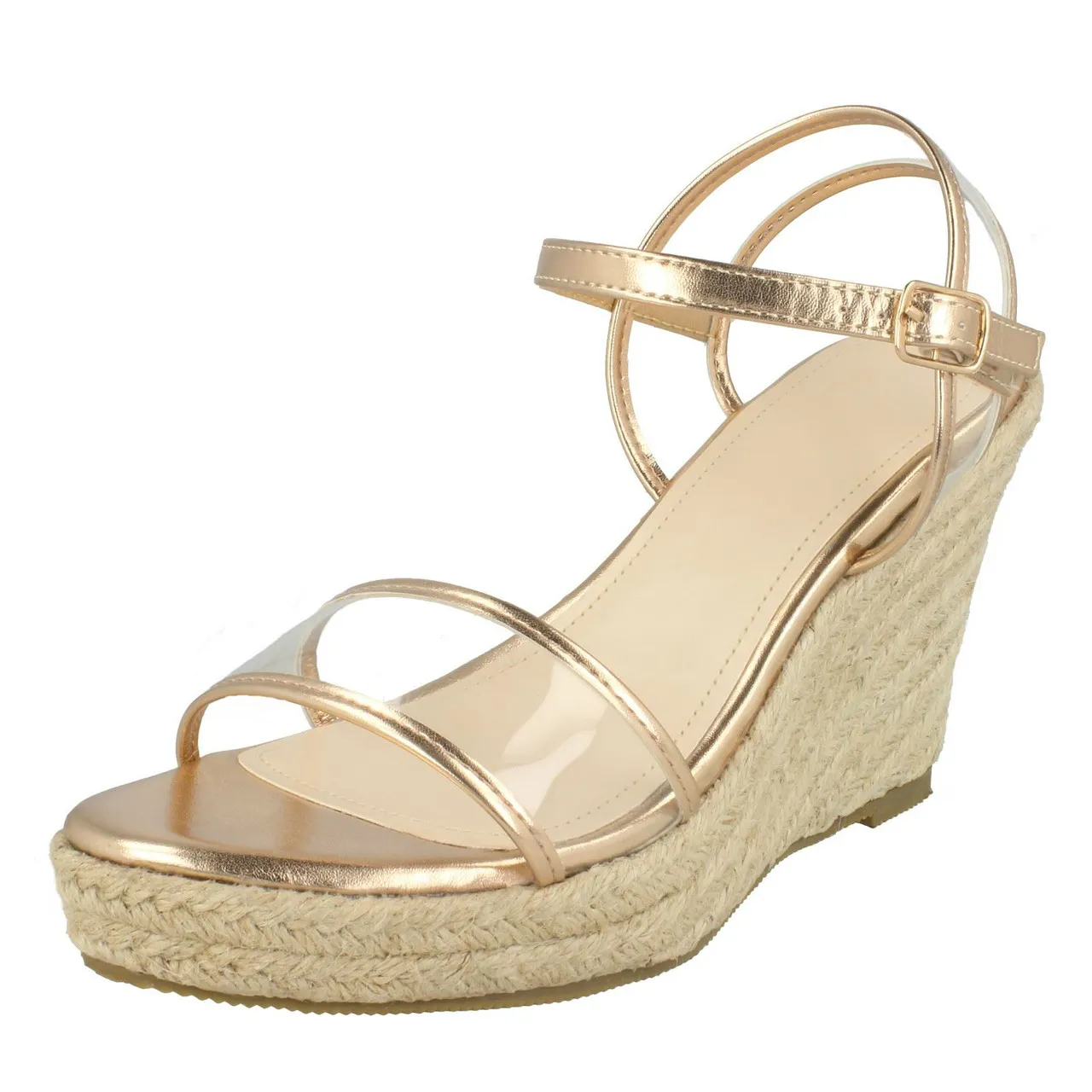 Ladies Savannah Transparent Strap Wedges F10894