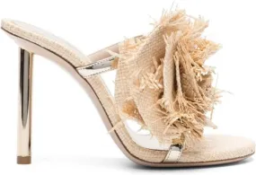 Le Silla Rose 112mm raffia mules Neutrals