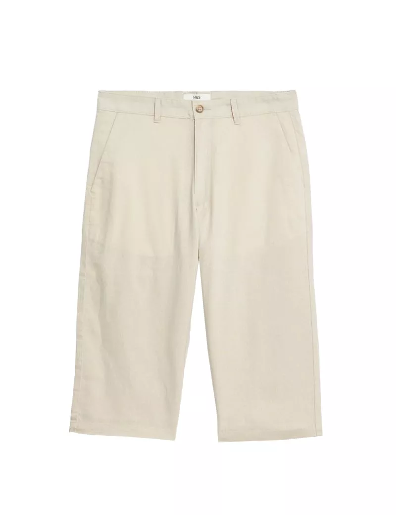 Linen Blend 3/4 Leg Shorts