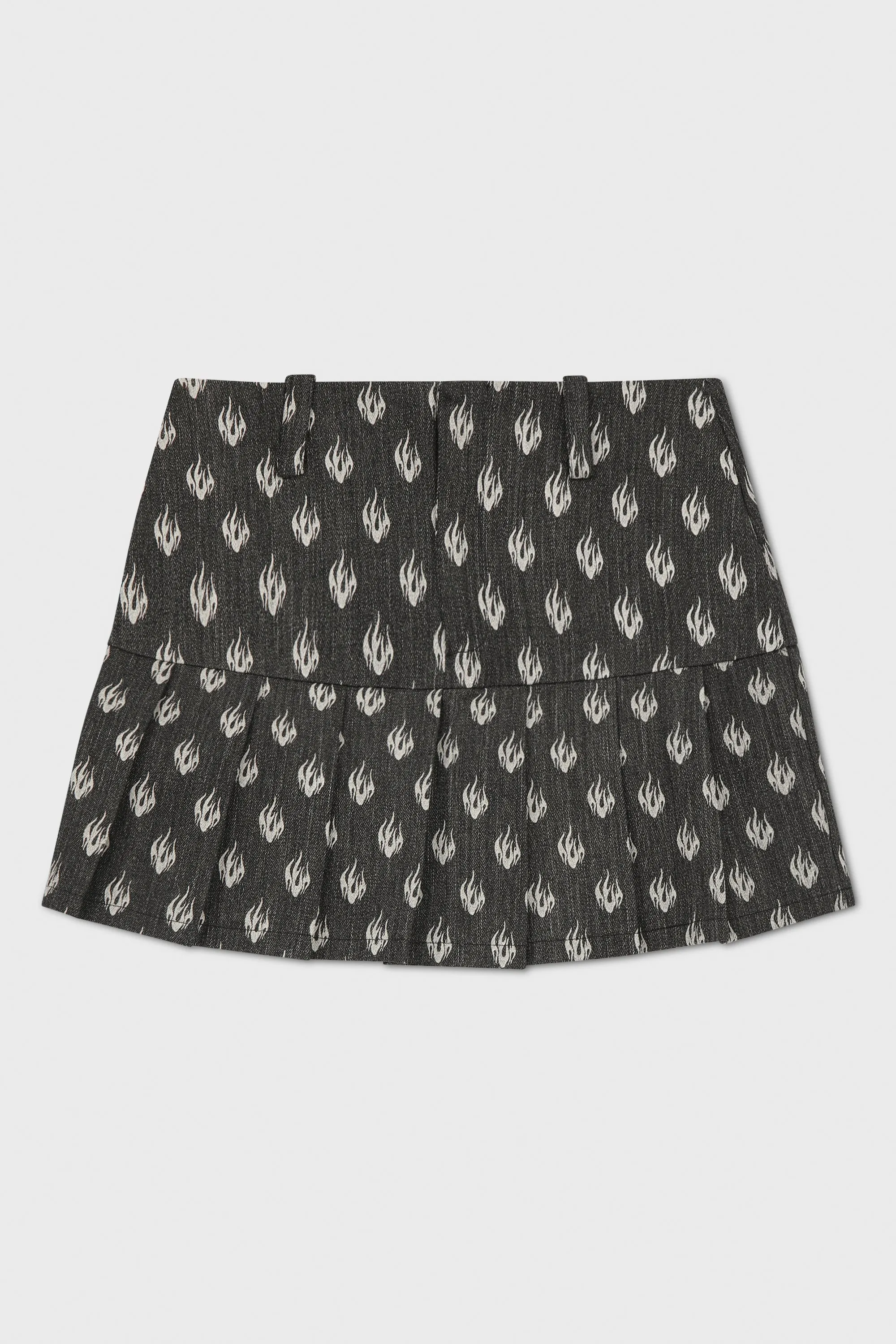 LOGO DENIM PLEATED SKIRT