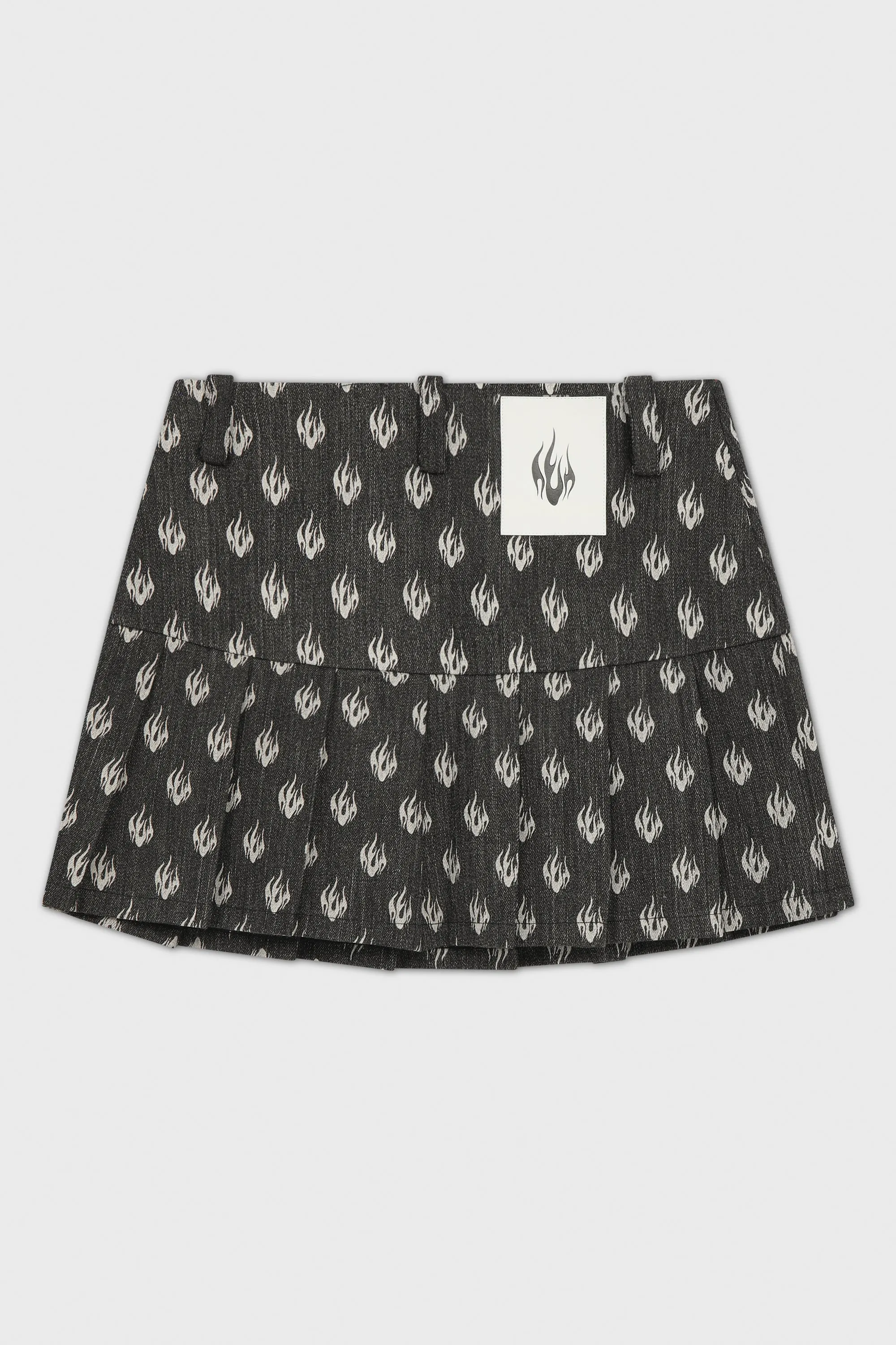 LOGO DENIM PLEATED SKIRT